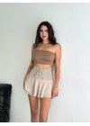 Ayrobin Şortlu Etek - Bej -