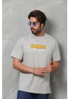 Basic Bisiklet Yaka Oversize T-Shirt - Gri -