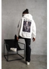 Baskılı Kapüşonlu Sweat - Beyaz -