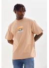 Baskılı Oversize T-Shirt - Bej -