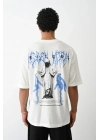 Baskılı Oversize T-Shirt - Beyaz -