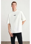 Baskılı Oversize T-Shirt - Beyaz -
