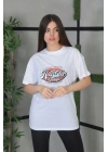 Baskılı Oversize T-Shirt - Beyaz -