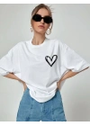 Baskılı Oversize T-Shirt - Beyaz -