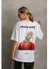 Baskılı Oversize T-Shirt - Beyaz -