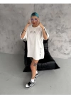 Baskılı Oversize T-Shirt - Beyaz -