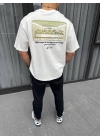 Baskılı Oversize T-Shirt - Beyaz -