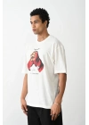 Baskılı Oversize T-Shirt - Beyaz -