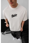 Baskılı Oversize T-shirt - Beyaz -