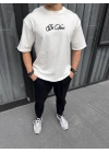 Baskılı Oversize T-Shirt - Beyaz -