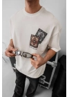 Baskılı Oversize T-shirt - Beyaz -