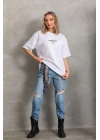 Baskılı Oversize T-Shirt - Beyaz -