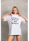 Baskılı Oversize T-Shirt - Beyaz -