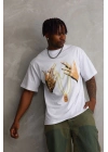 Baskılı Oversize T-Shirt - Beyaz -
