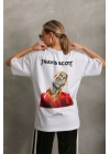 Baskılı Oversize T-Shirt - Beyaz -