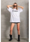 Baskılı Oversize T-Shirt - Beyaz -
