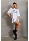 Baskılı Oversize T-Shirt - Beyaz -