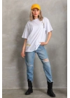 Baskılı Oversize T-Shirt - Beyaz -