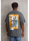 Baskılı Oversize T-Shirt - Füme -