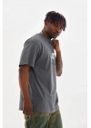 Baskılı Oversize T-Shirt - Füme -