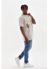 Baskılı Oversize T-Shirt - Gri -