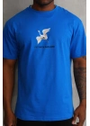 Baskılı Oversize T-Shirt - Mavi -