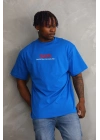 Baskılı Oversize T-Shirt - Mavi -