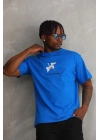 Baskılı Oversize T-Shirt - Mavi -