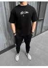 Baskılı Oversize T-Shirt - Siyah -