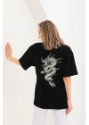 Baskılı Oversize T-Shirt - Siyah -
