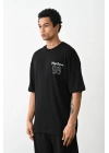Baskılı Oversize T-Shirt - Siyah -
