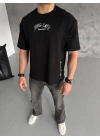 Baskılı Oversize T-Shirt - Siyah -