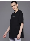 Baskılı Oversize T-shirt - Siyah -