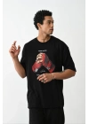 Baskılı Oversize T-Shirt - Siyah -