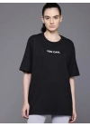 Baskılı Oversize T-shirt - Siyah -