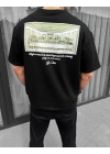 Baskılı Oversize T-Shirt - Siyah -