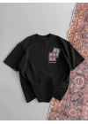 Baskılı Oversize T-shirt - Siyah -