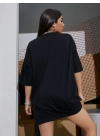 Baskılı Oversize T-shirt - Siyah -