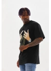 Baskılı Oversize T-Shirt - Siyah -