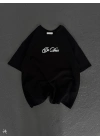 Baskılı Oversize T-Shirt - Siyah -