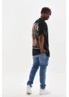 Baskılı Oversize T-Shirt - Siyah -
