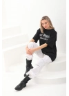 Baskılı Oversize T-Shirt - Siyah -