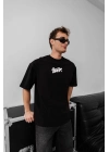 Baskılı Oversize T-shirt - Siyah -