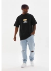 Baskılı Oversize T-Shirt - Siyah -