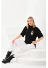 Baskılı Oversize T-Shirt - Siyah -