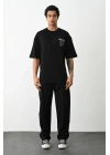 Baskılı Oversize T-Shirt - Siyah -