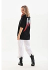 Baskılı Oversize T-Shirt - Siyah -