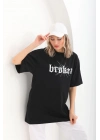 Baskılı Oversize T-Shirt - Siyah -