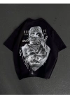 Baskılı Oversize T-Shirt - Siyah -