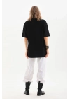 Bisiklet Yaka 20/1 Düz Oversize T-Shirt - Siyah -